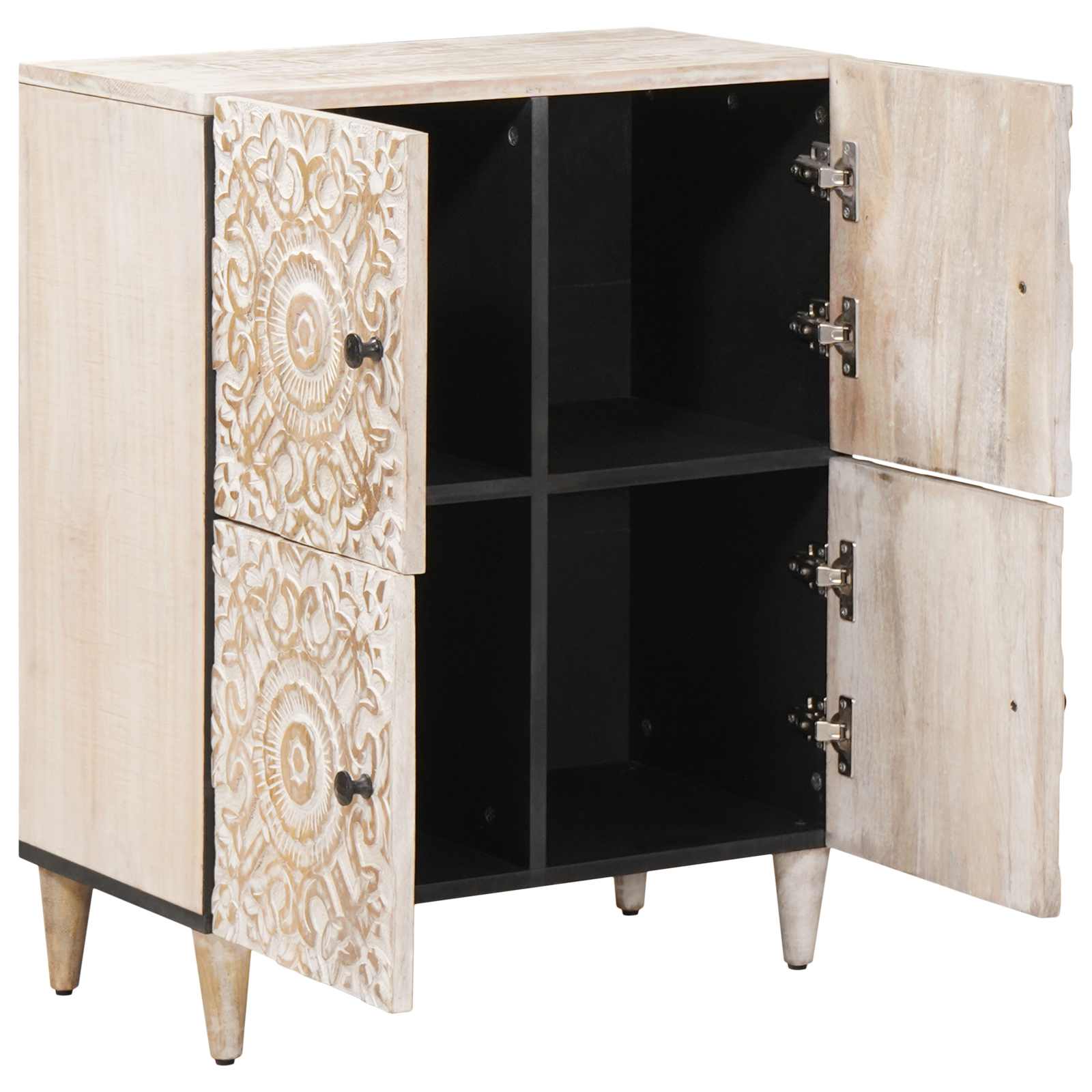 Buffet avec porte Blanc 60 x 33,5 x 75 cm Bois de mangue massif - XIOS