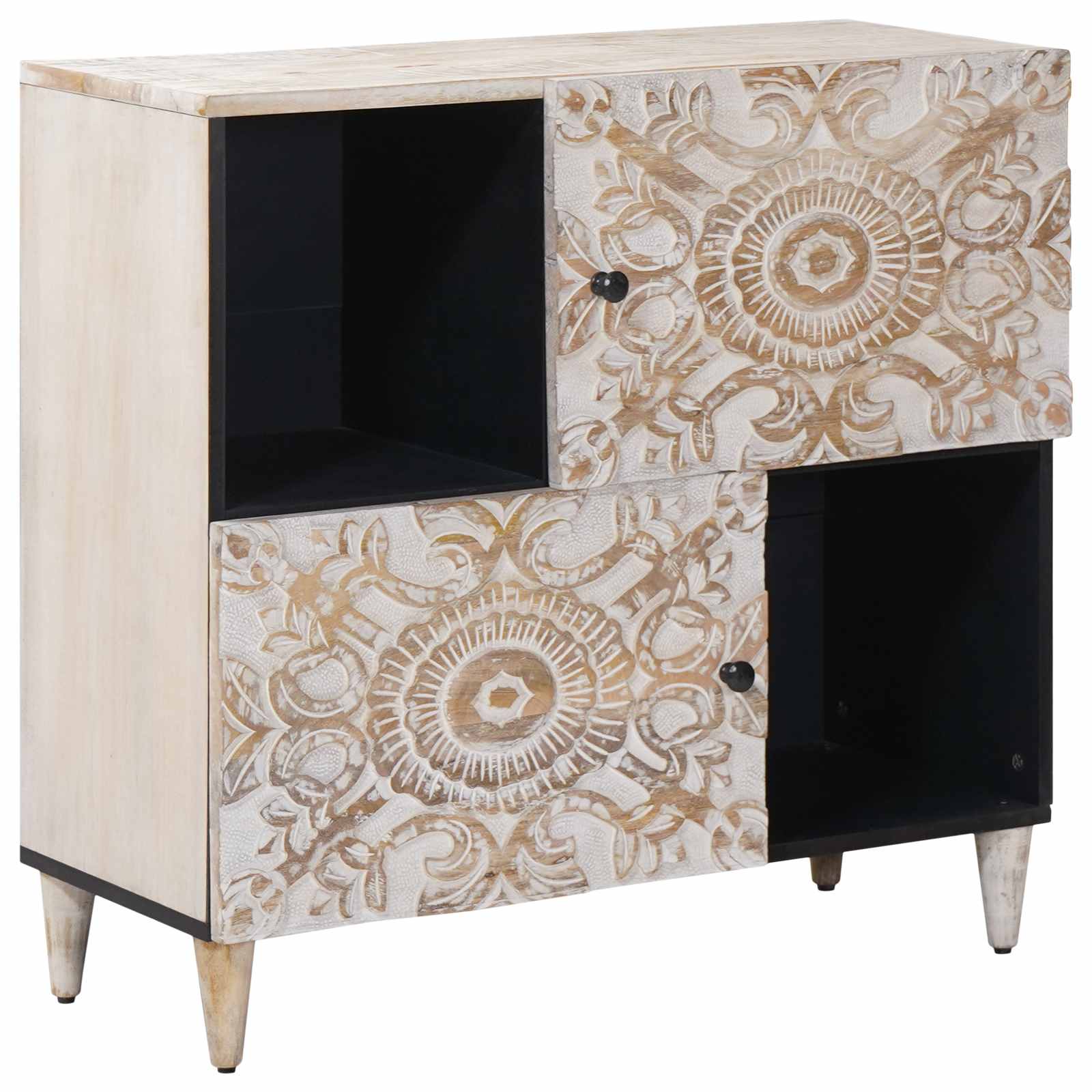 Buffet avec porte Blanc 80 x 33,5 x 75 cm Bois de mangue massif - XIOS