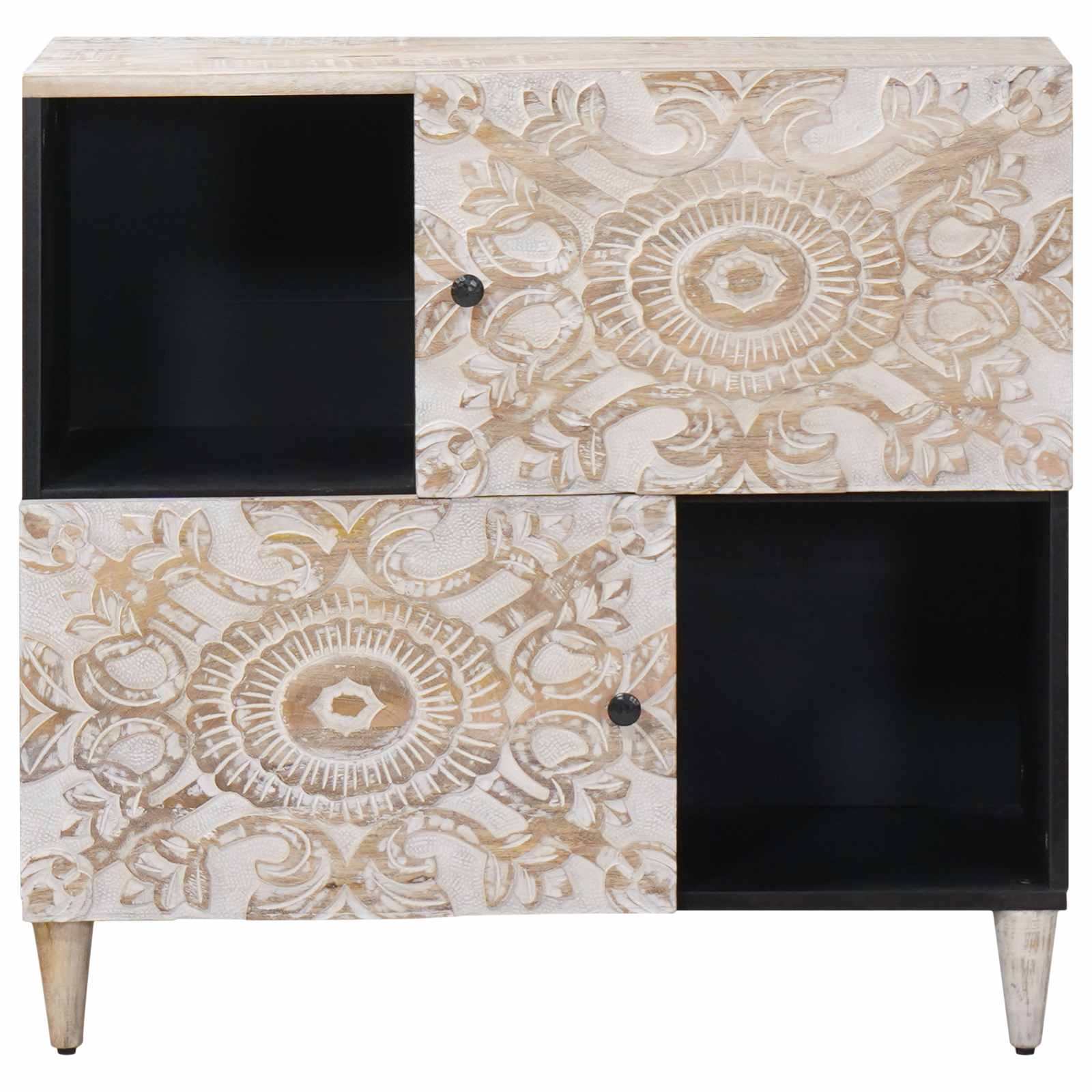 Buffet avec porte Blanc 80 x 33,5 x 75 cm Bois de mangue massif - XIOS