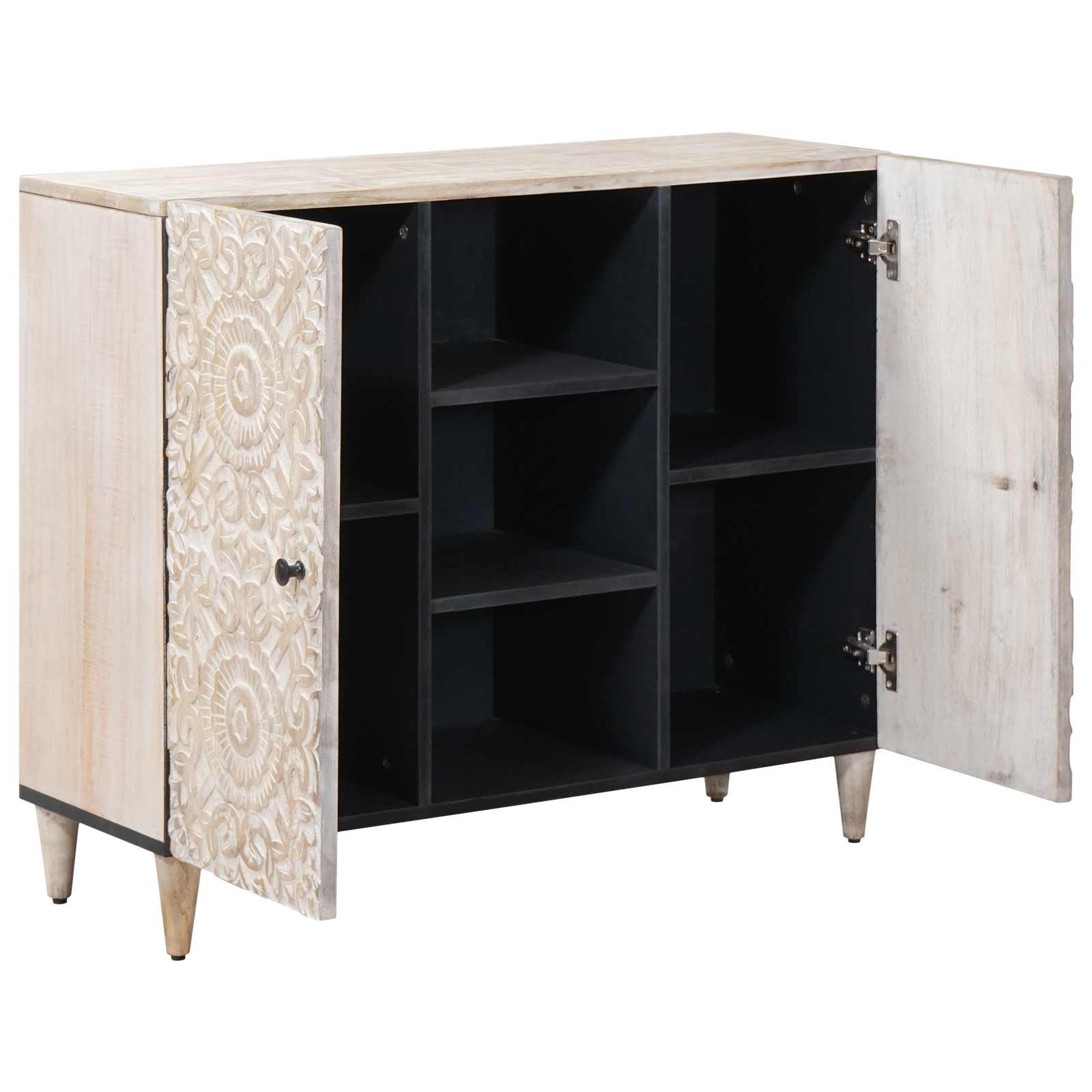 Buffet avec porte Blanc 90 x 33,5 x 75 cm Bois de mangue massif - XIOS