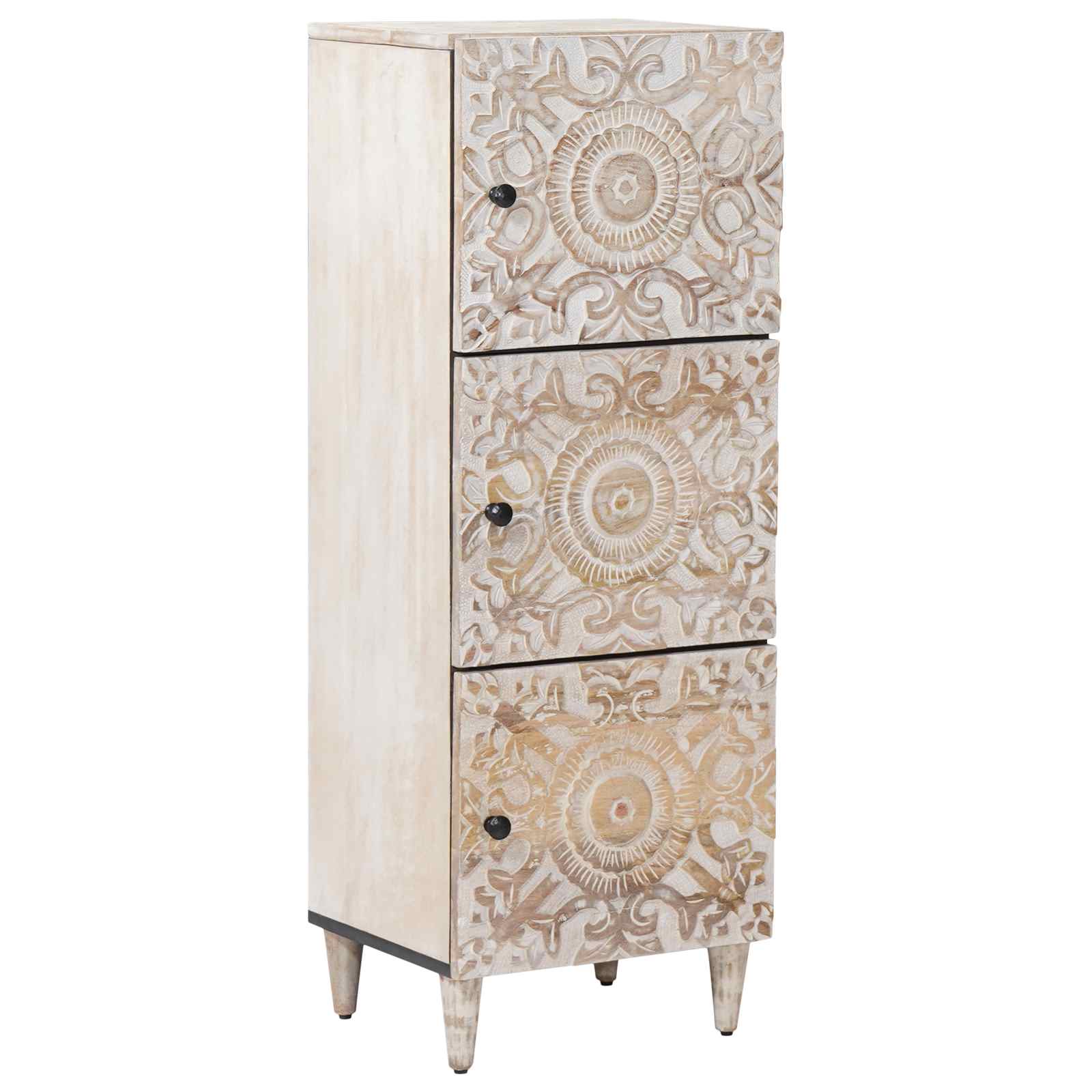 Buffet Haut Blanc 40 x 33,5 x 110 cm Bois de mangue massif - XIOS