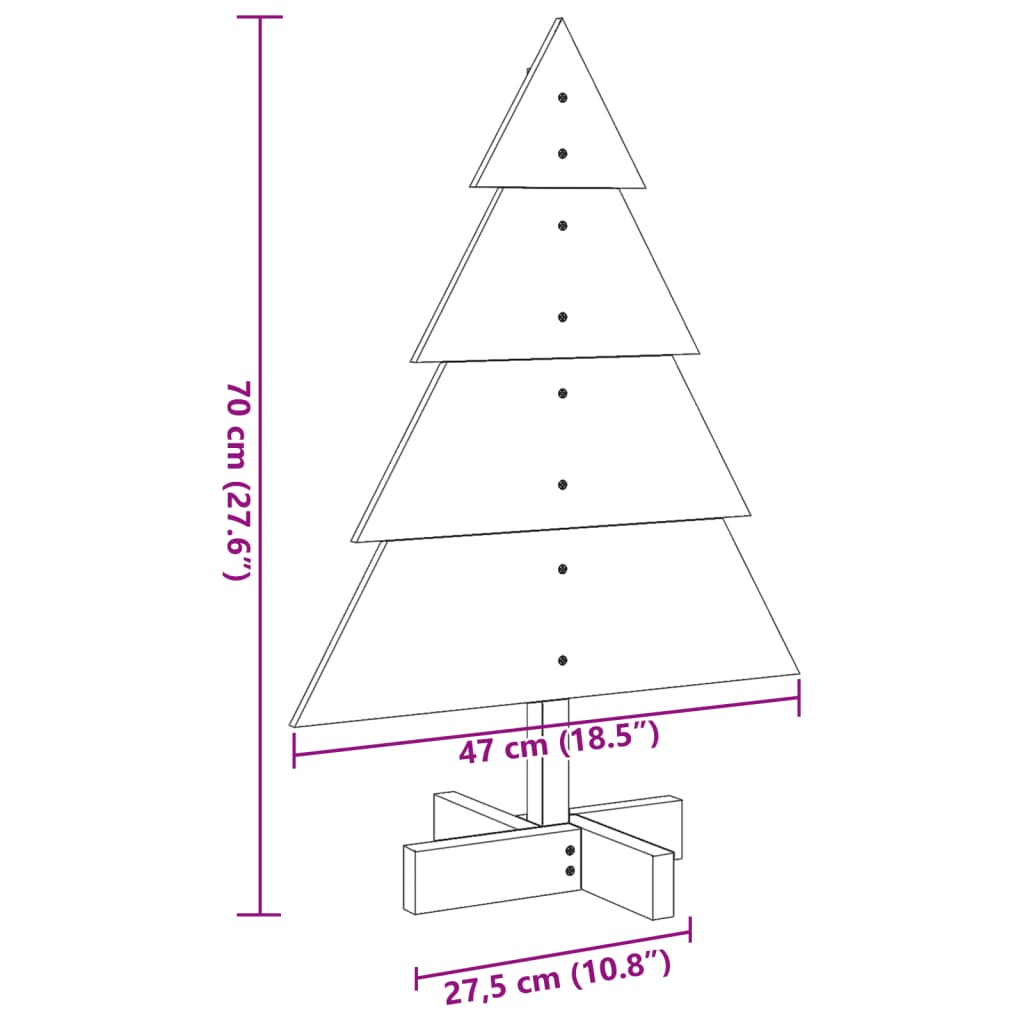 Arbre de Noël en bois pour décoration 70 cm bois massif - XIOS