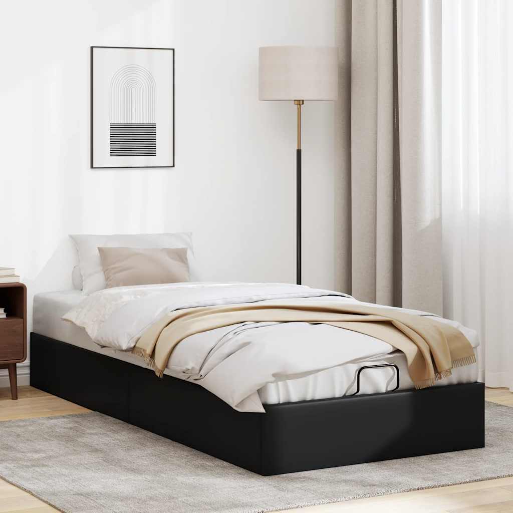 Cadre de lit ottoman sans matelas noir 90x190 cm similicuir - XIOS