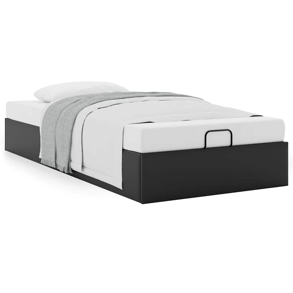Cadre de lit ottoman sans matelas noir 90x190 cm similicuir - XIOS