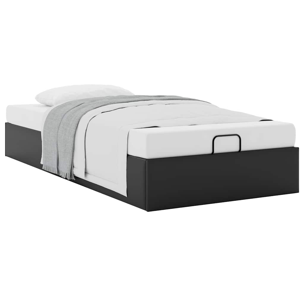 Cadre de lit ottoman sans matelas noir 90x190 cm similicuir - XIOS