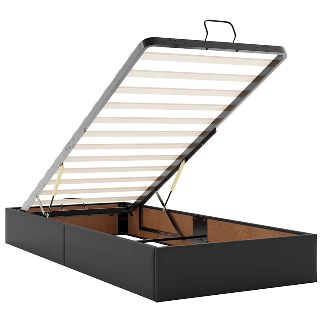Cadre de lit ottoman sans matelas noir 90x190 cm similicuir - XIOS