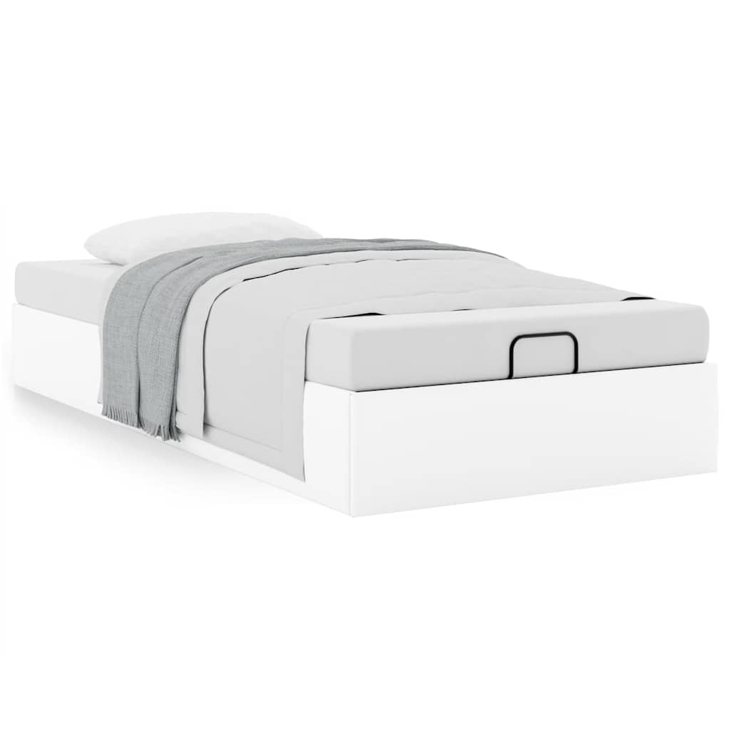 Cadre de lit ottoman sans matelas blanc 90x190 cm similicuir - XIOS