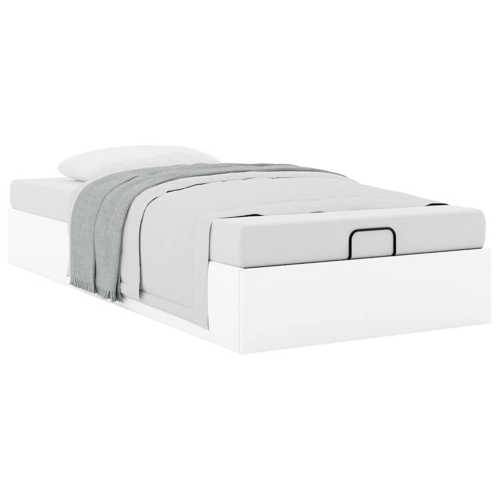 Cadre de lit ottoman sans matelas blanc 90x190 cm similicuir - XIOS