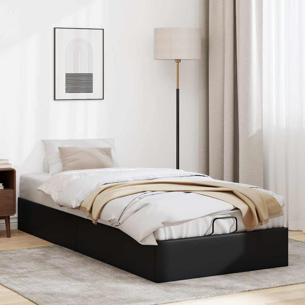 Cadre de lit ottoman sans matelas noir 100x200 cm similicuir - XIOS