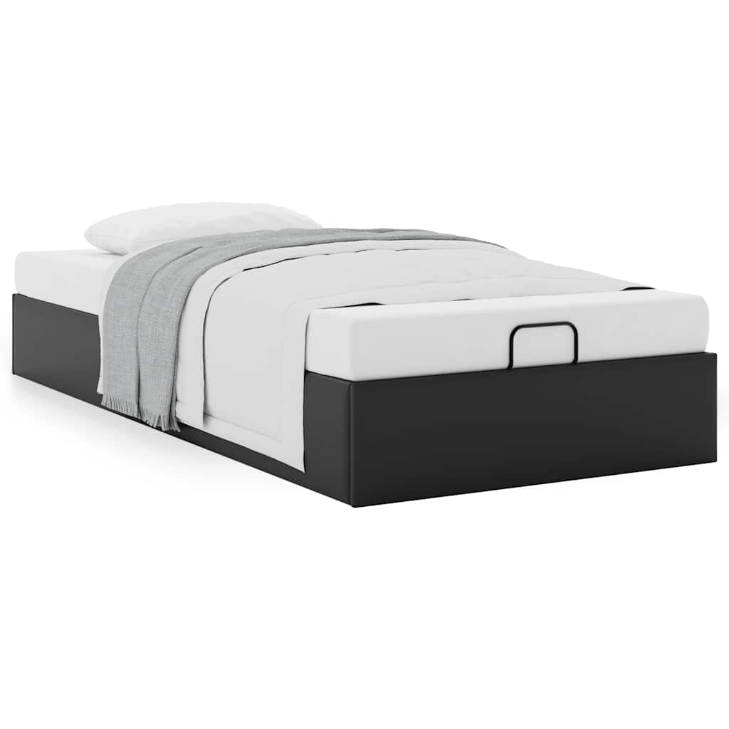 Cadre de lit ottoman sans matelas noir 100x200 cm similicuir - XIOS