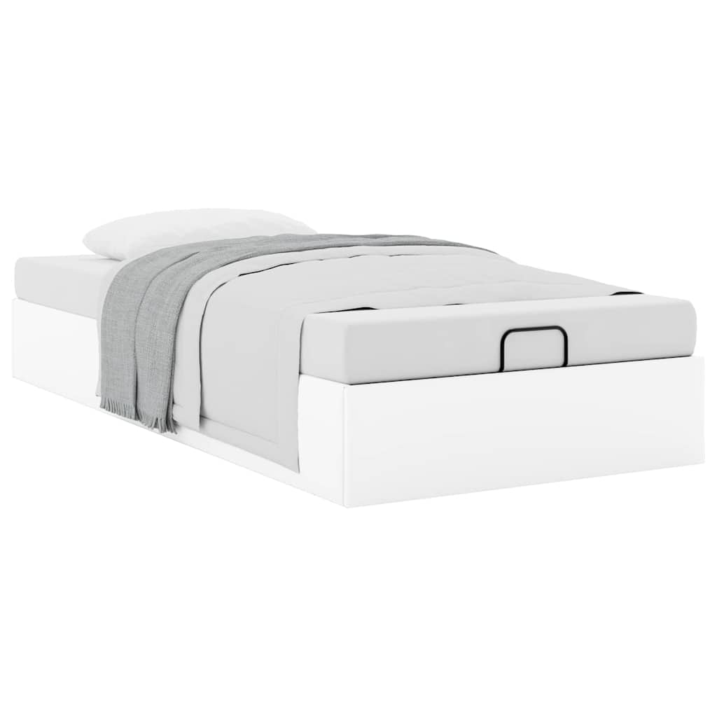 Cadre de lit ottoman sans matelas blanc 100x200 cm similicuir - XIOS
