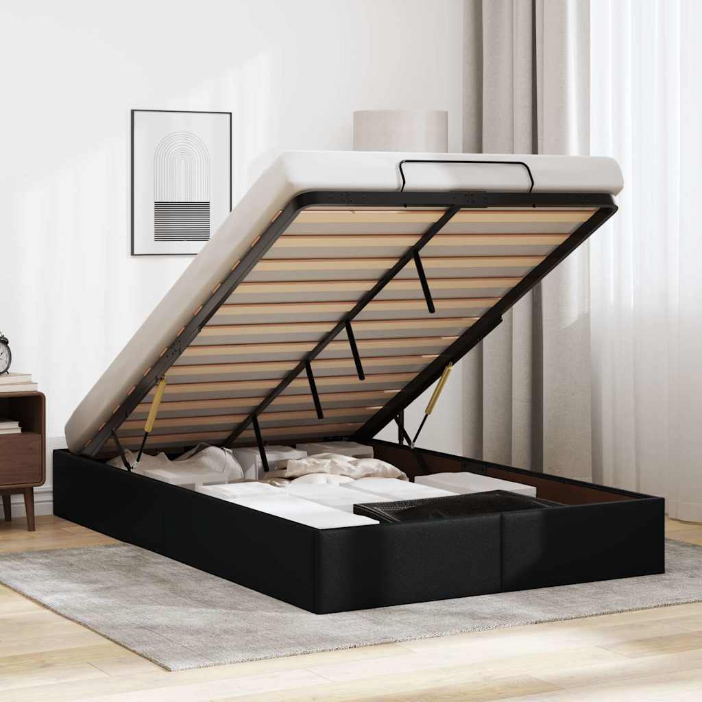 Cadre de lit ottoman sans matelas noir 120x190 cm similicuir - XIOS
