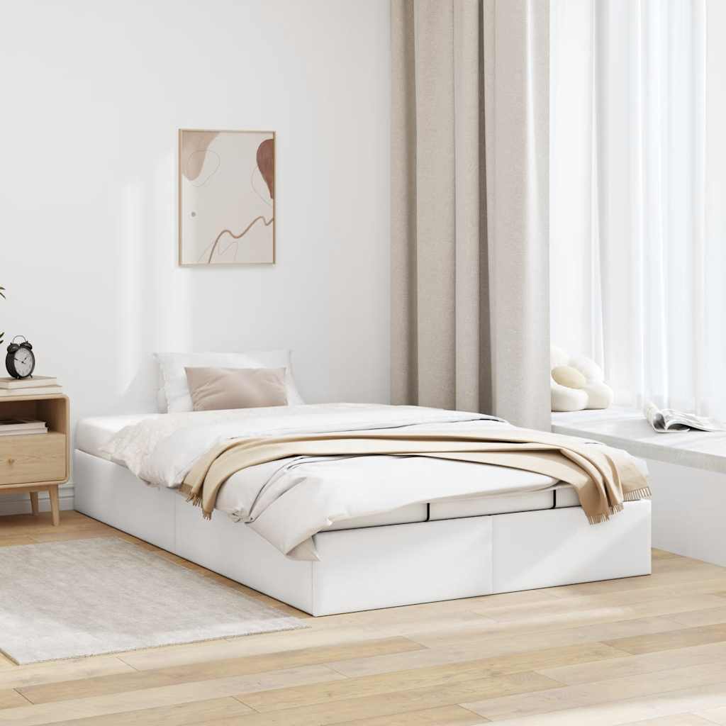 Cadre de lit ottoman sans matelas blanc 120x200 cm similicuir - XIOS