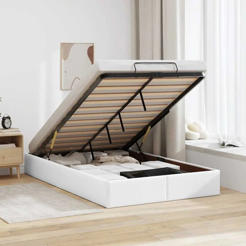 Cadre de lit ottoman sans matelas blanc 120x200 cm similicuir - XIOS