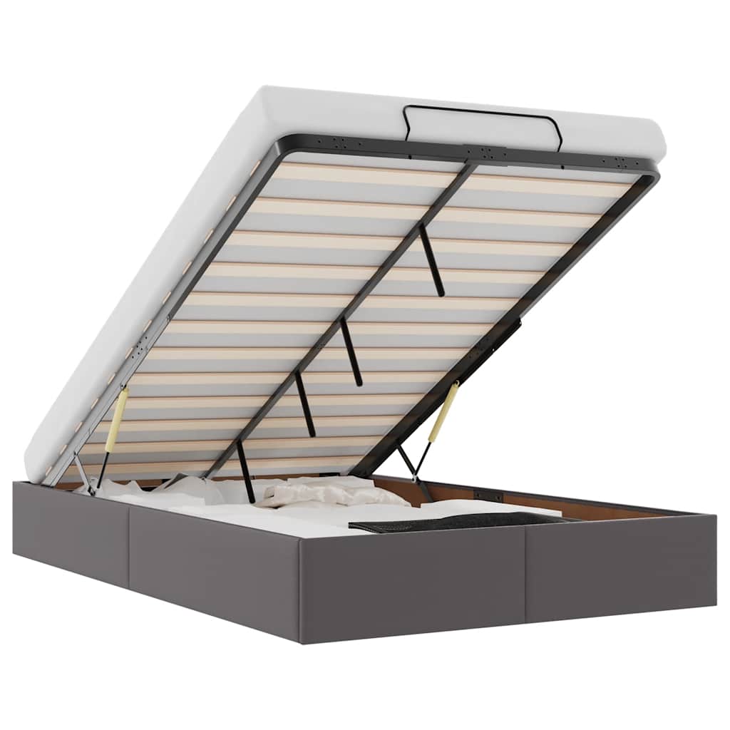 Cadre de lit ottoman sans matelas gris 120x200 cm similicuir - XIOS