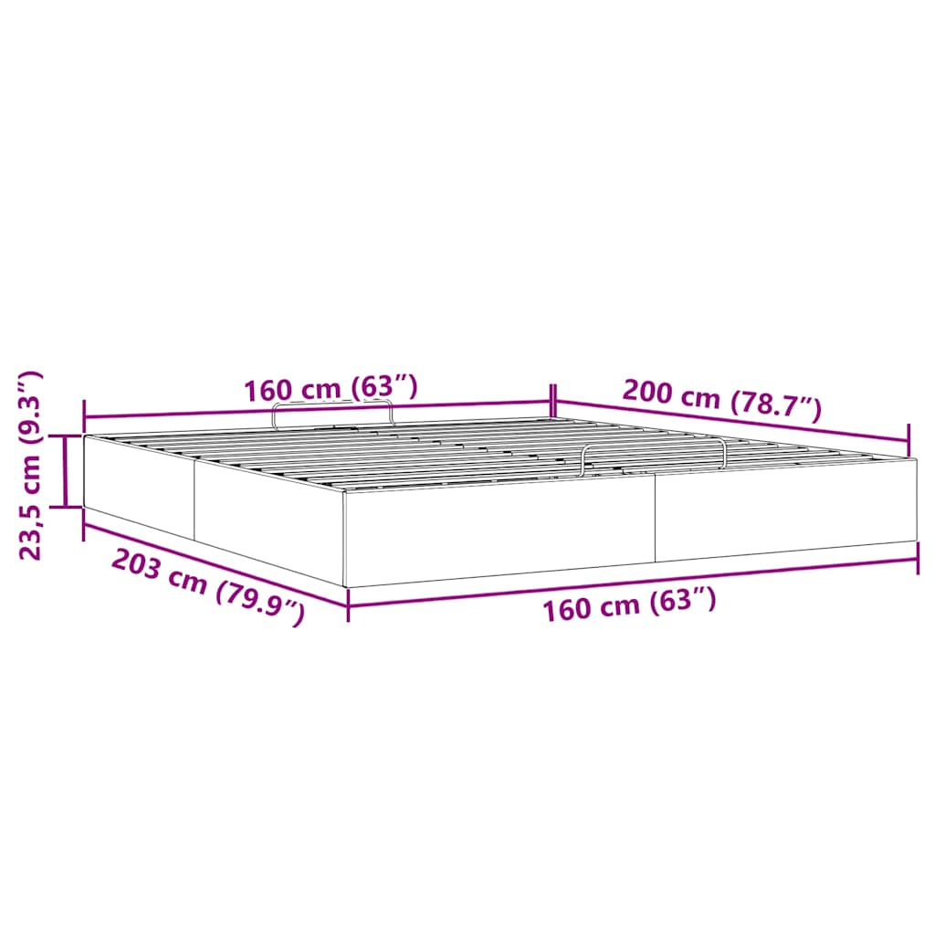 Cadre de lit ottoman sans matelas cappuccino 160x200 cm