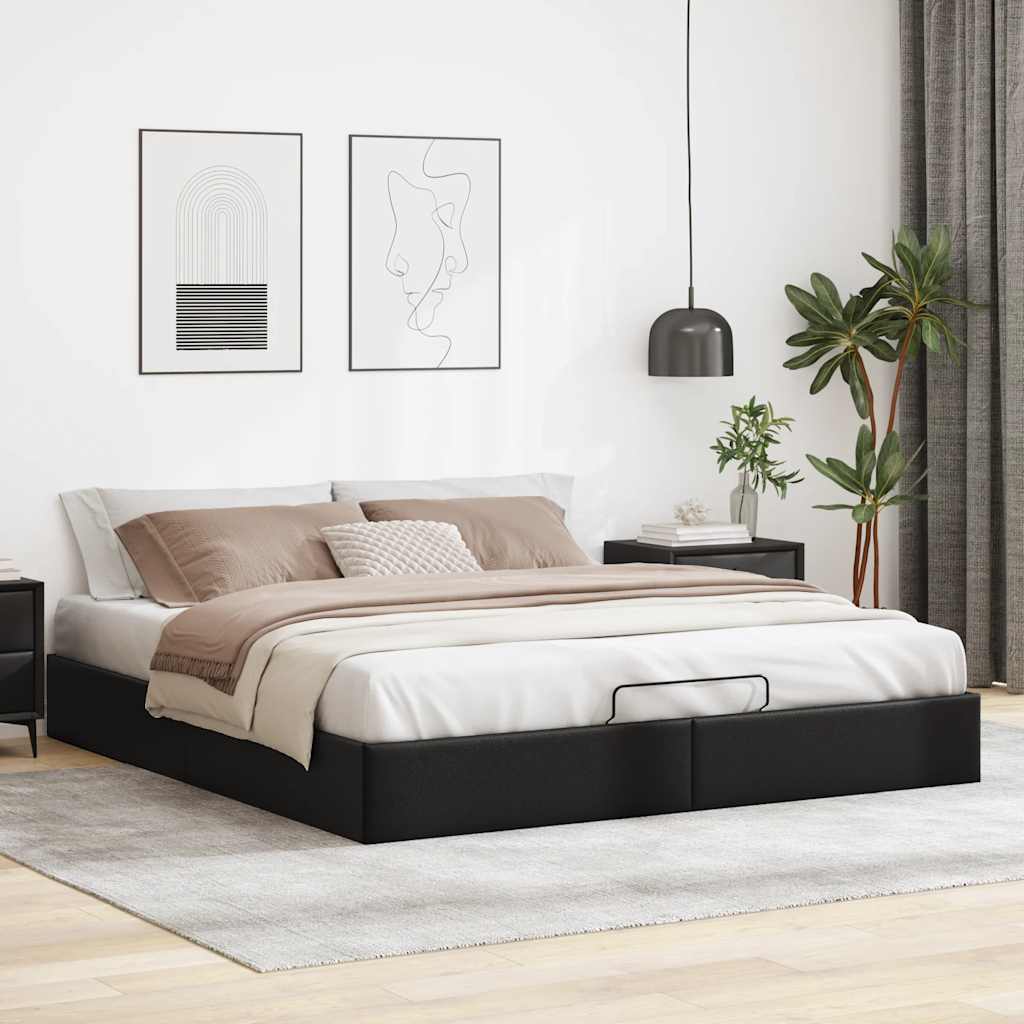 Cadre de lit ottoman sans matelas noir 200x200 cm similicuir - XIOS