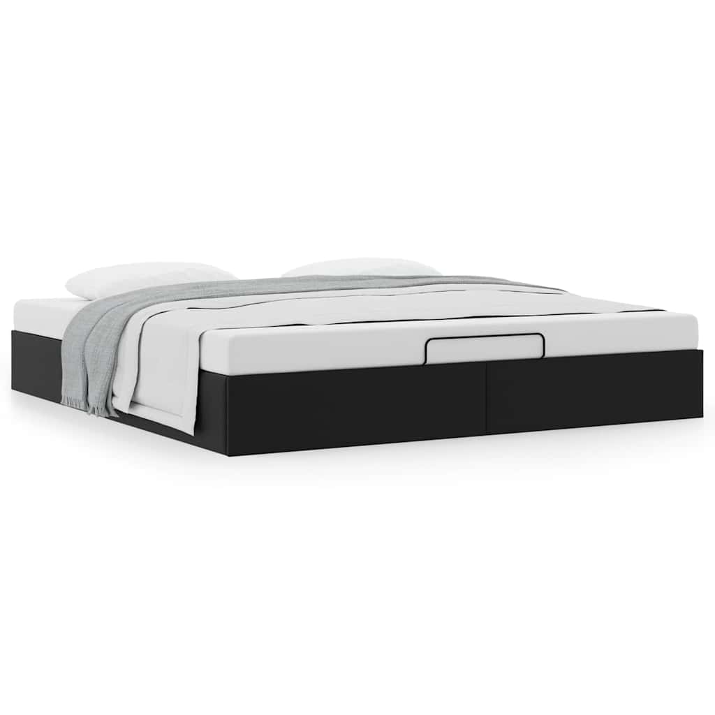 Cadre de lit ottoman sans matelas noir 200x200 cm similicuir - XIOS