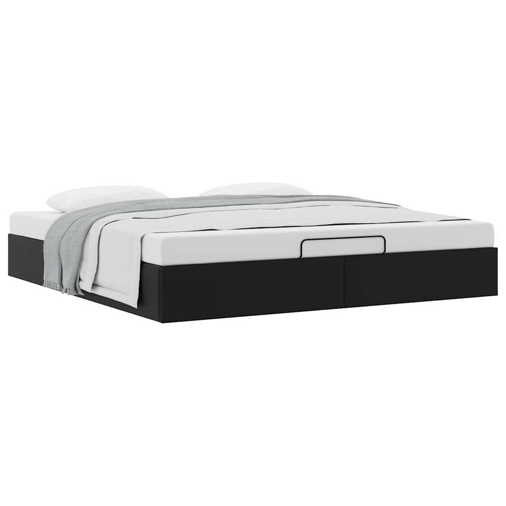 Cadre de lit ottoman sans matelas noir 200x200 cm similicuir - XIOS