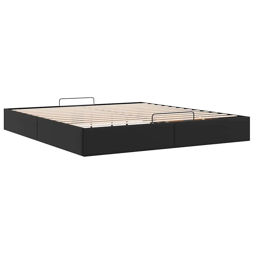 Cadre de lit ottoman sans matelas noir 200x200 cm similicuir - XIOS