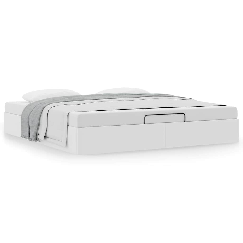 Cadre de lit ottoman sans matelas blanc 200x200 cm similicuir - XIOS