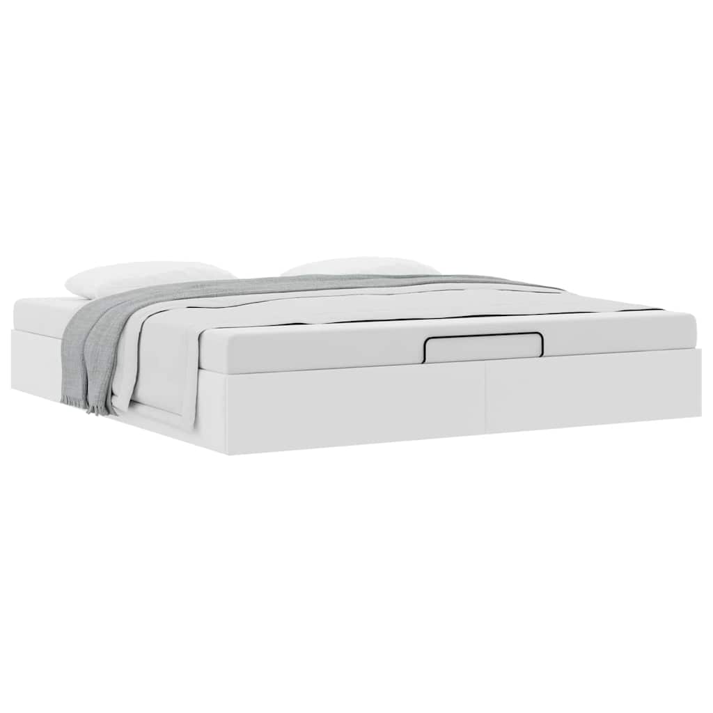 Cadre de lit ottoman sans matelas blanc 200x200 cm similicuir - XIOS