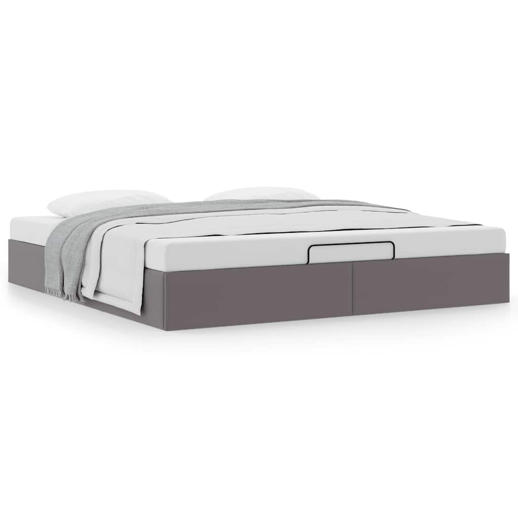 Cadre de lit ottoman sans matelas gris 200x200 cm similicuir - XIOS