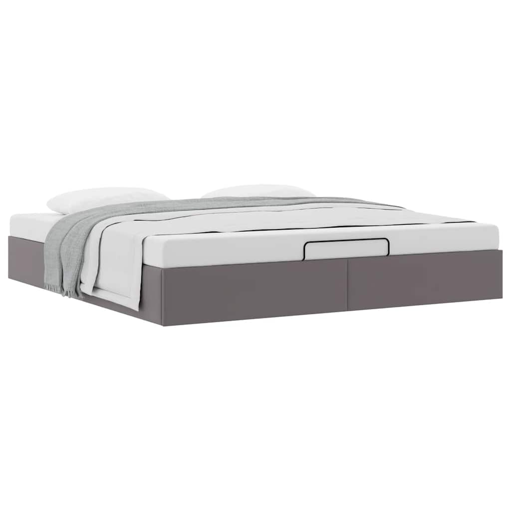 Cadre de lit ottoman sans matelas gris 200x200 cm similicuir - XIOS