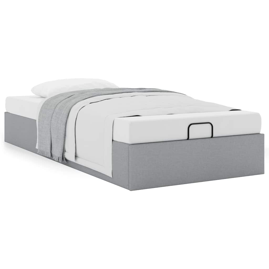Cadre de lit ottoman sans matelas gris clair 80x200 cm tissu - XIOS