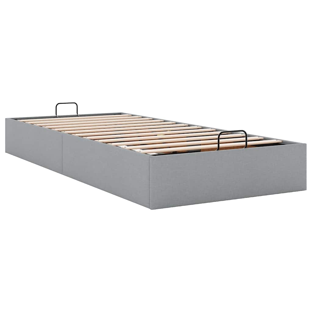 Cadre de lit ottoman sans matelas gris clair 80x200 cm tissu - XIOS