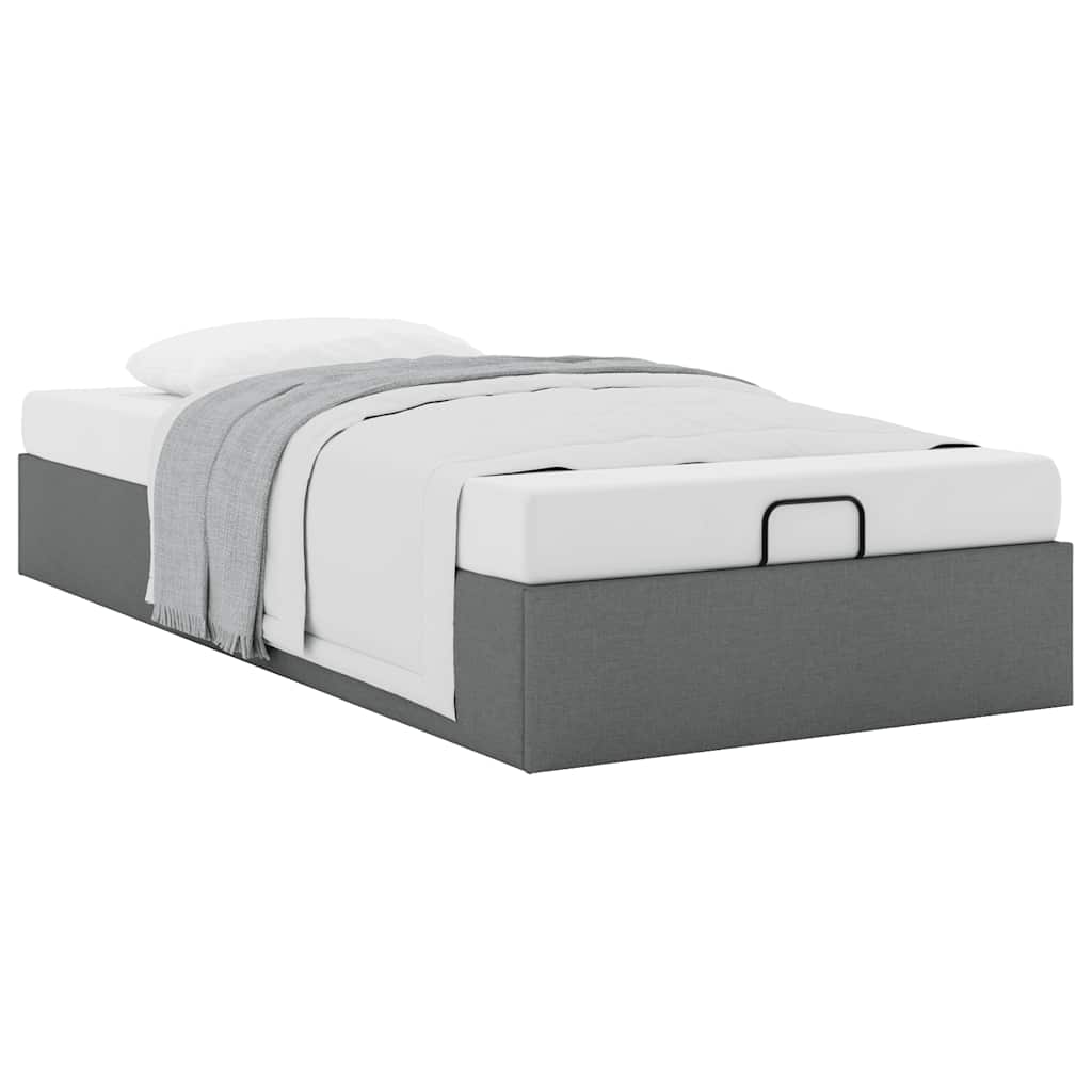Cadre de lit ottoman sans matelas gris foncé 80x200 cm tissu - XIOS