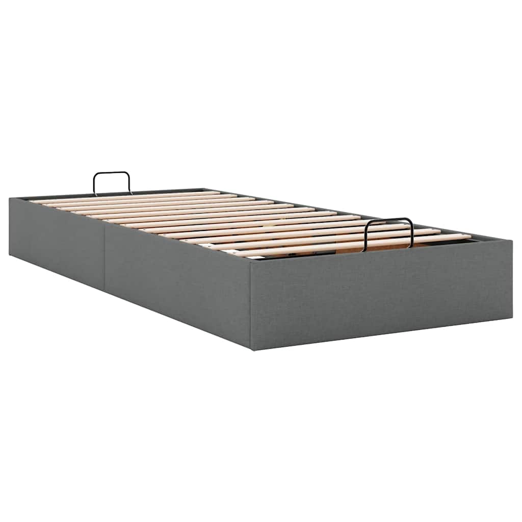 Cadre de lit ottoman sans matelas gris foncé 80x200 cm tissu - XIOS