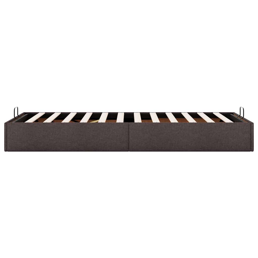 Cadre de lit ottoman sans matelas marron foncé 80x200 cm tissu - XIOS