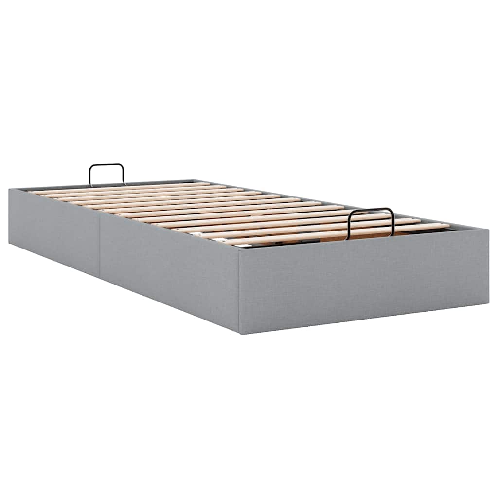 Cadre de lit ottoman sans matelas gris clair 90x190 cm tissu - XIOS