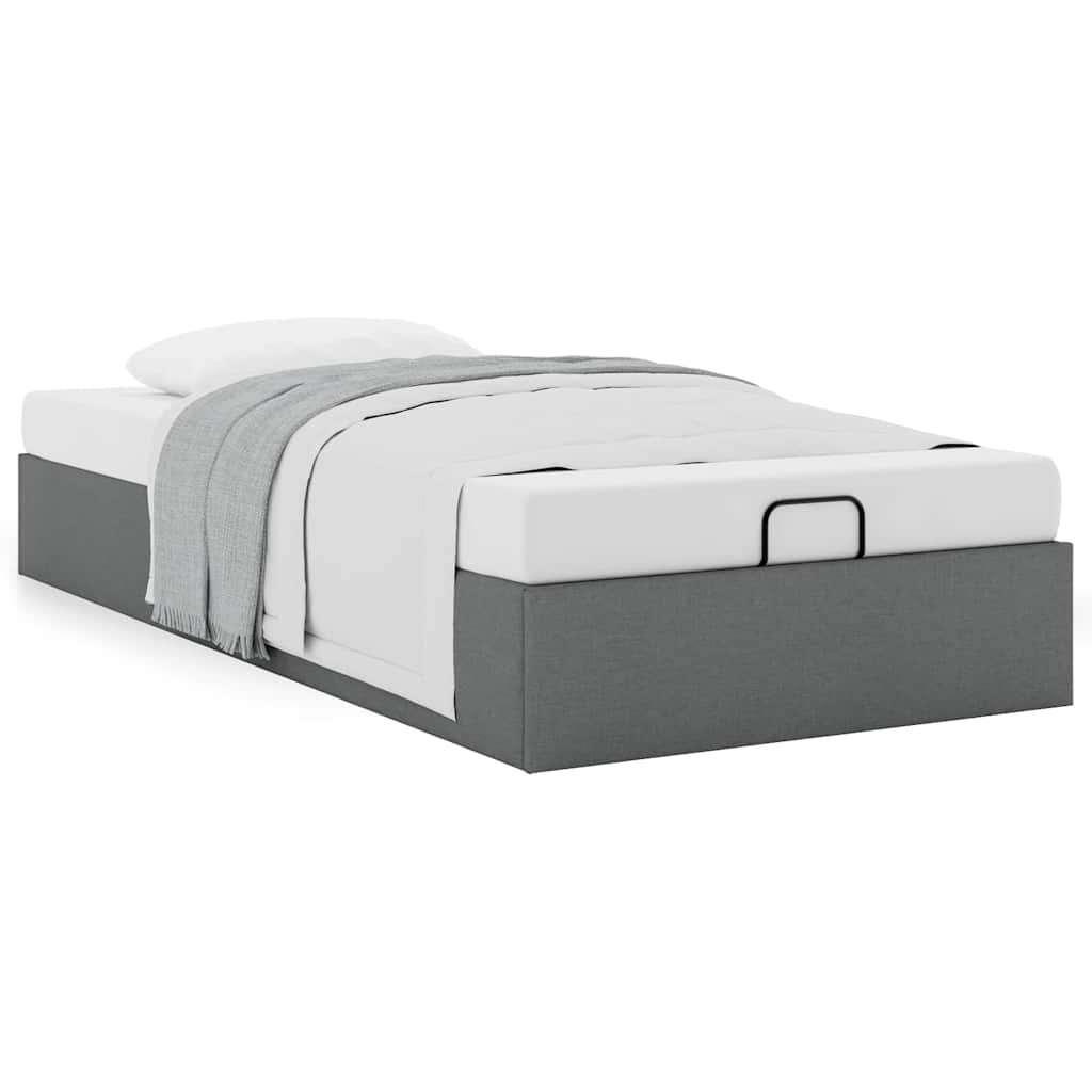 Cadre de lit ottoman sans matelas gris foncé 90x190 cm tissu - XIOS