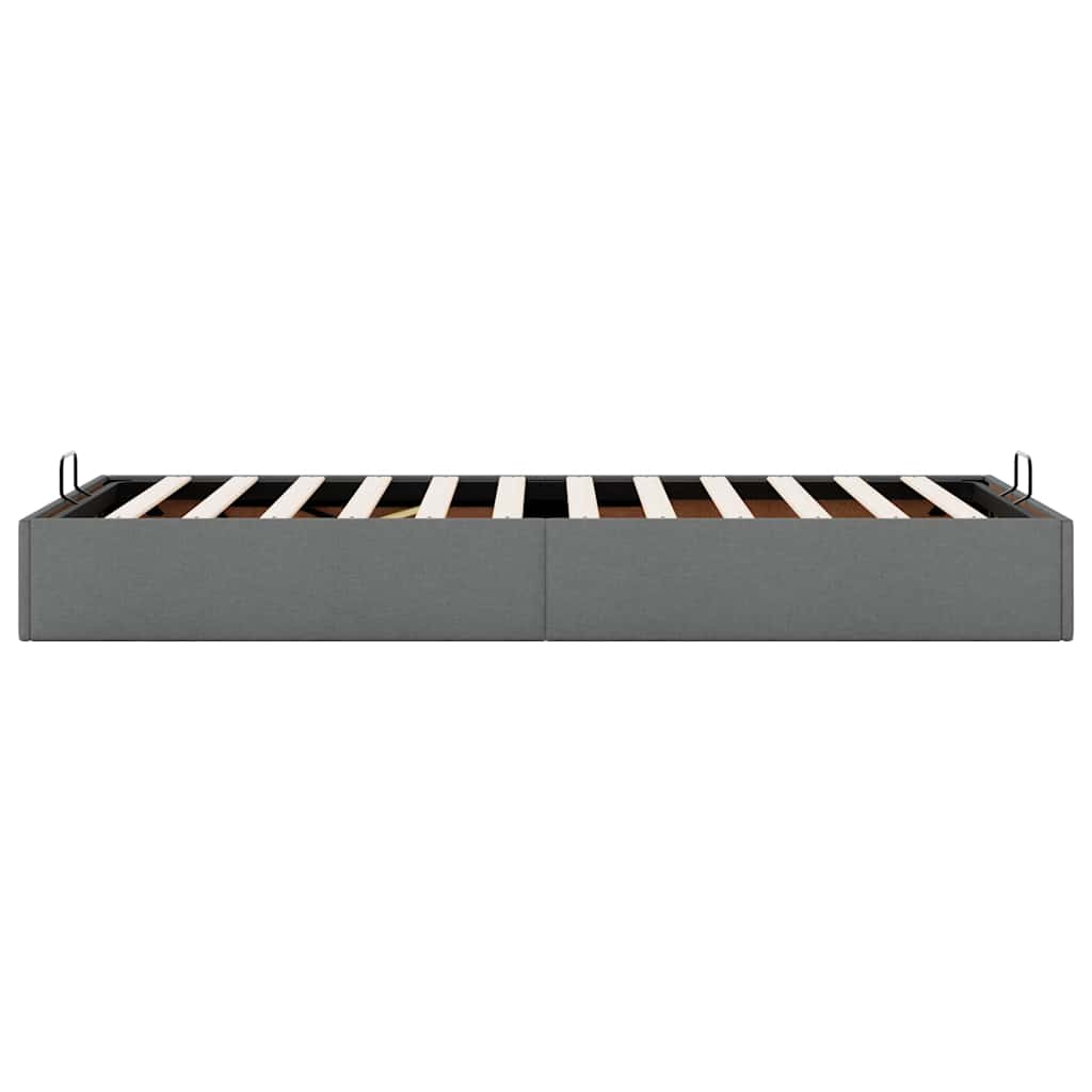 Cadre de lit ottoman sans matelas gris foncé 90x190 cm tissu - XIOS