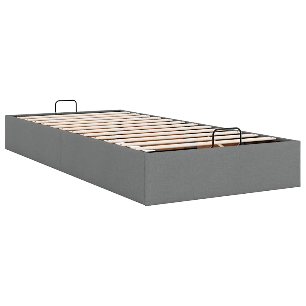 Cadre de lit ottoman sans matelas gris foncé 90x190 cm tissu - XIOS