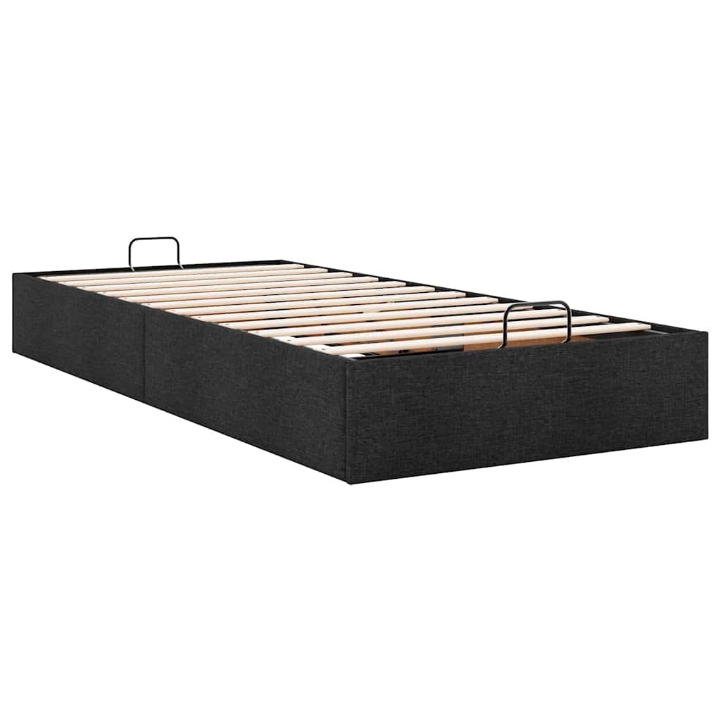 Cadre de lit ottoman sans matelas noir 90x190 cm tissu - XIOS