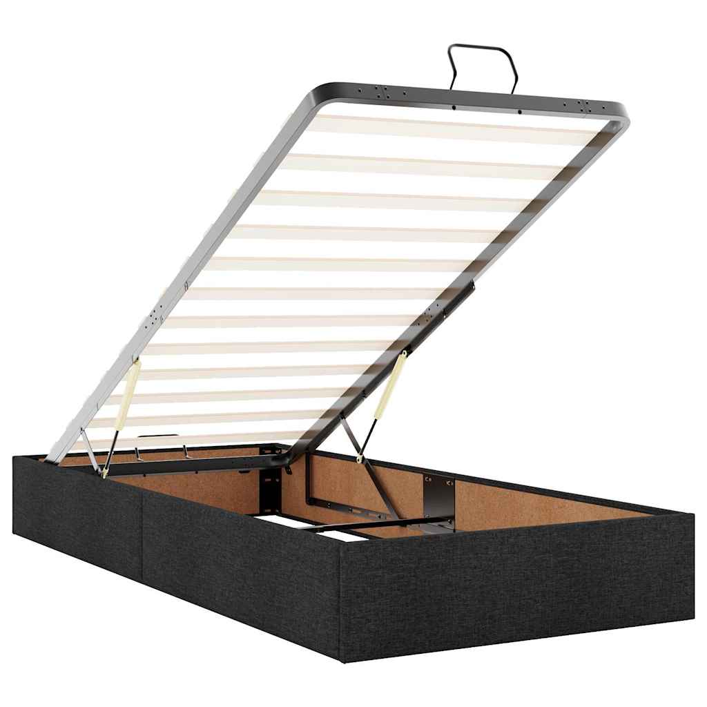 Cadre de lit ottoman sans matelas noir 90x190 cm tissu - XIOS