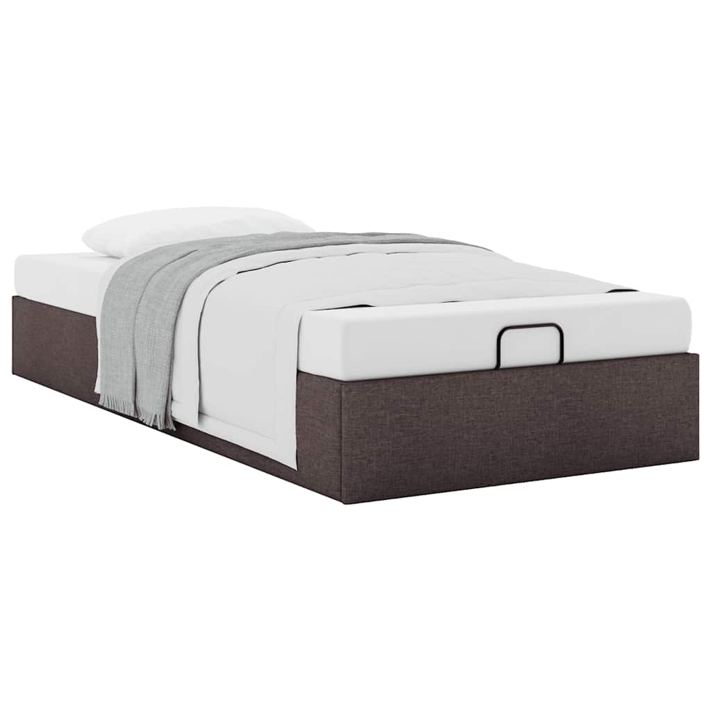 Cadre de lit ottoman sans matelas marron foncé 90x190 cm tissu - XIOS