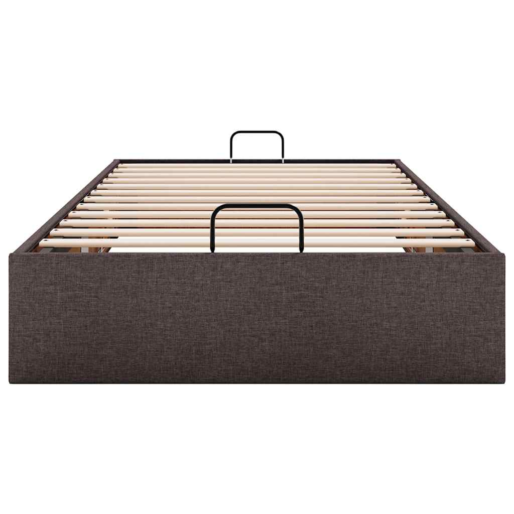 Cadre de lit ottoman sans matelas marron foncé 90x190 cm tissu - XIOS