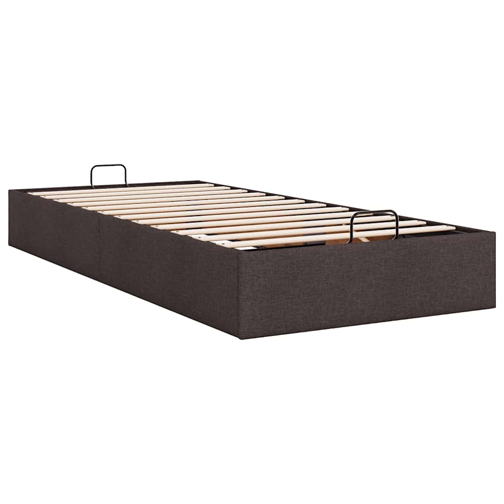 Cadre de lit ottoman sans matelas marron foncé 90x190 cm tissu - XIOS