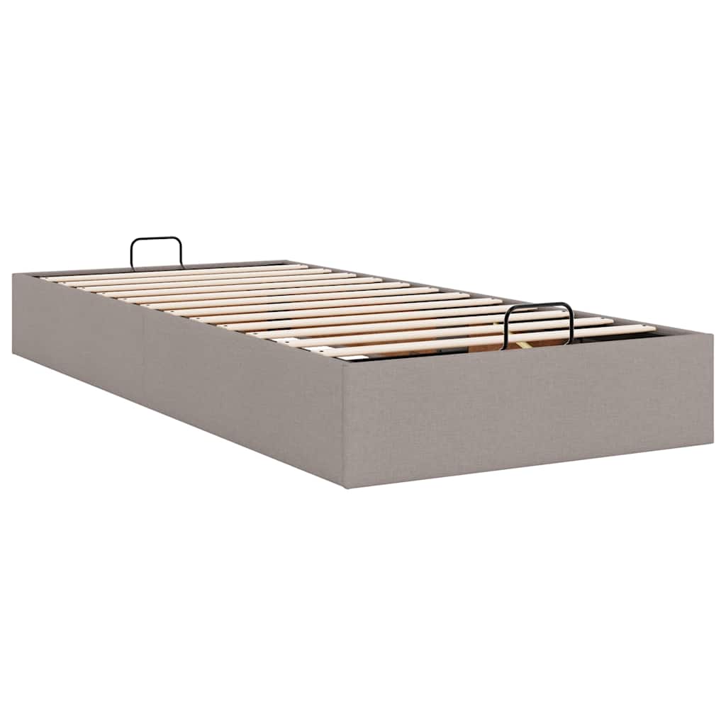Cadre de lit ottoman sans matelas taupe 90x190 cm tissu - XIOS