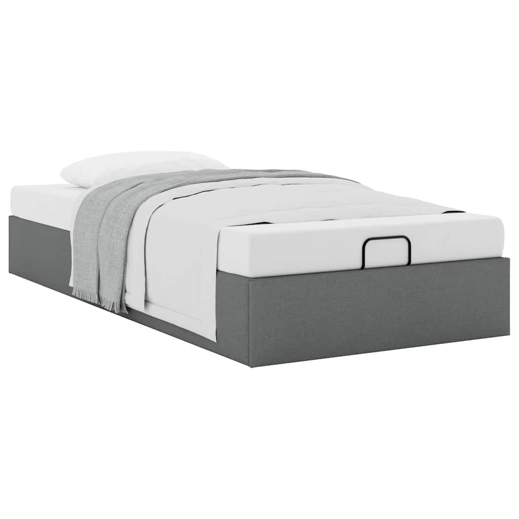 Cadre de lit ottoman sans matelas gris foncé 90x200 cm tissu - XIOS