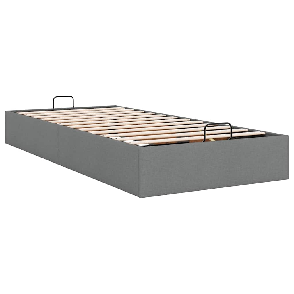 Cadre de lit ottoman sans matelas gris foncé 90x200 cm tissu - XIOS