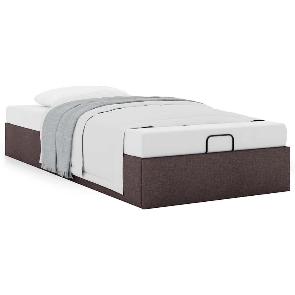 Cadre de lit ottoman sans matelas marron foncé 90x200 cm tissu - XIOS