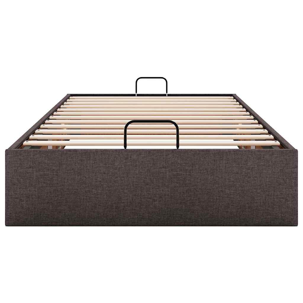 Cadre de lit ottoman sans matelas marron foncé 90x200 cm tissu - XIOS