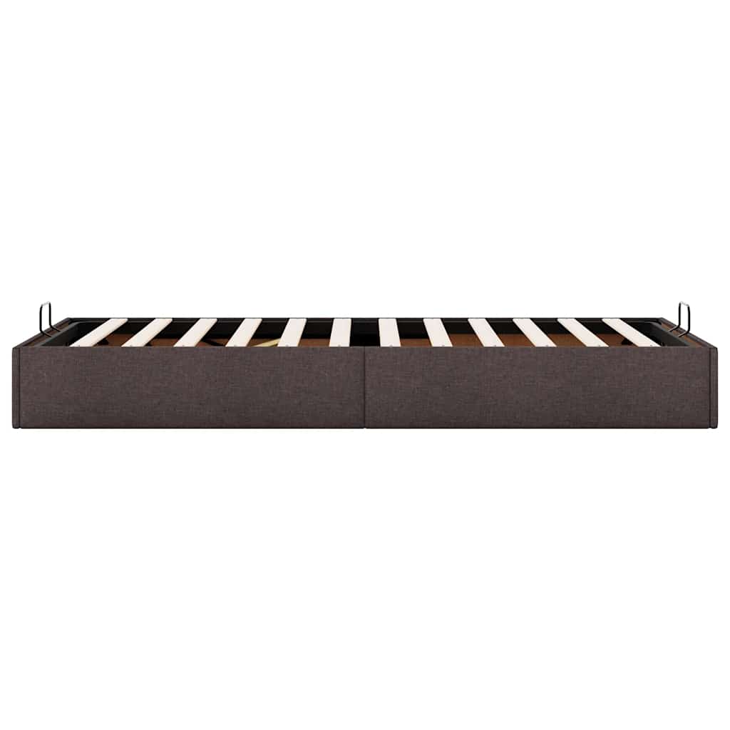 Cadre de lit ottoman sans matelas marron foncé 90x200 cm tissu - XIOS