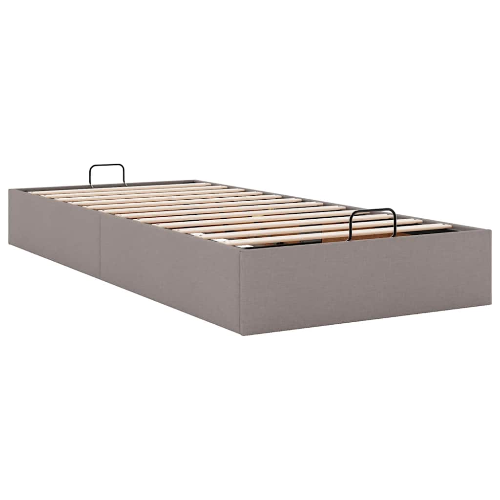 Cadre de lit ottoman sans matelas taupe 90x200 cm tissu - XIOS