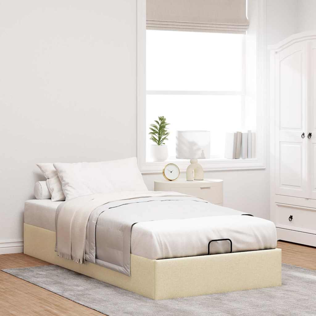 Cadre de lit ottoman sans matelas crème 90x200 cm tissu - XIOS